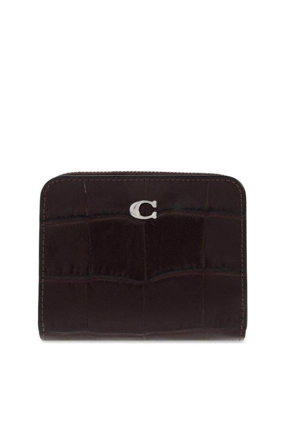 Coach Logo Plaque Zip Around Wallet