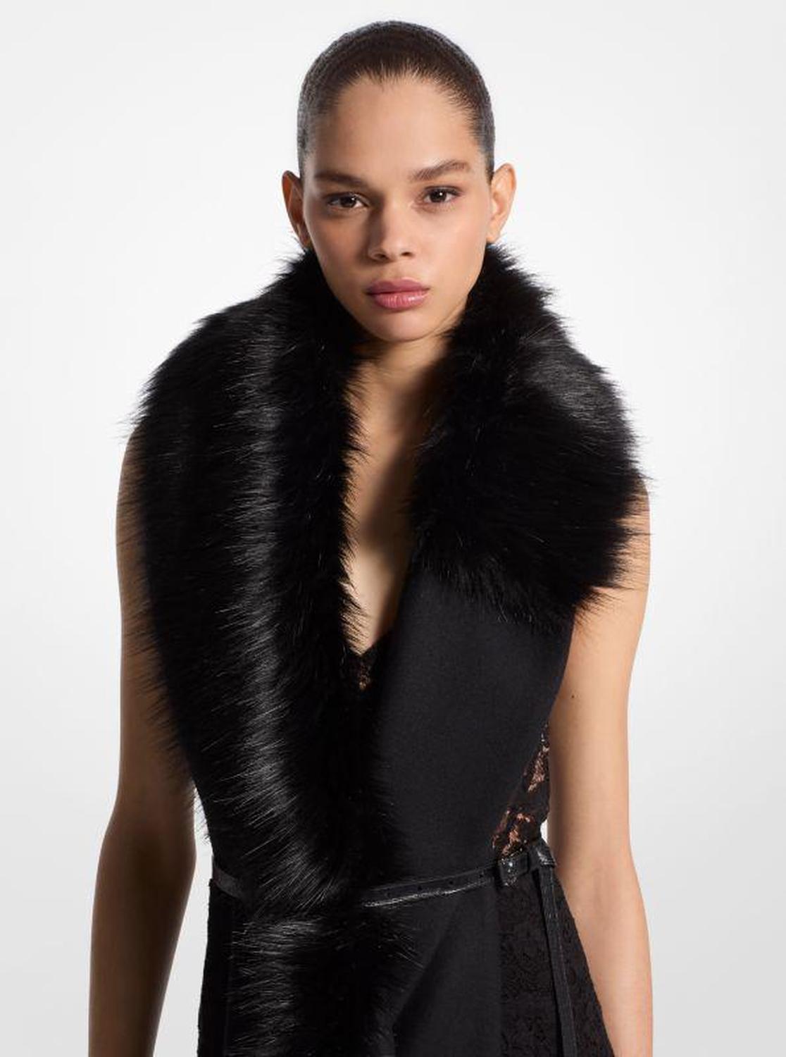 Wool Melton Faux Fur Stole