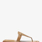 Lena Signature Logo and Leather T-Strap Sandal