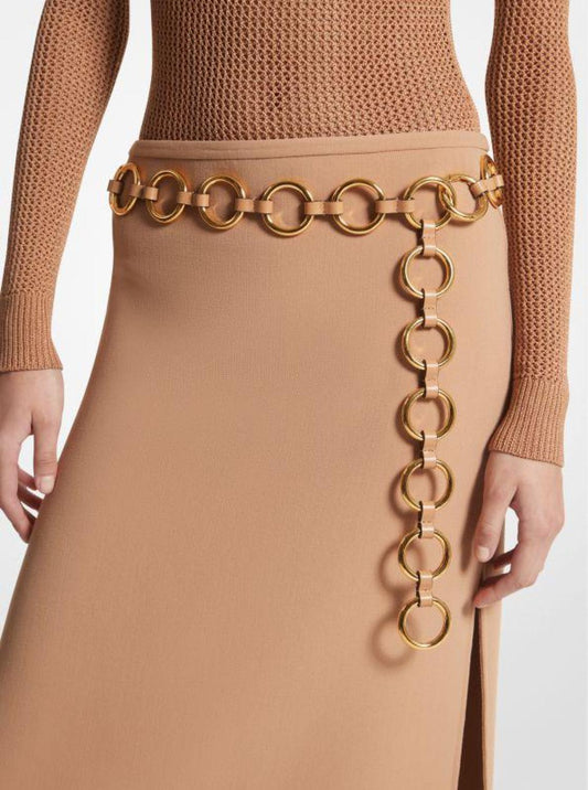 Marisa Gold-Tone and Leather Ring Belt