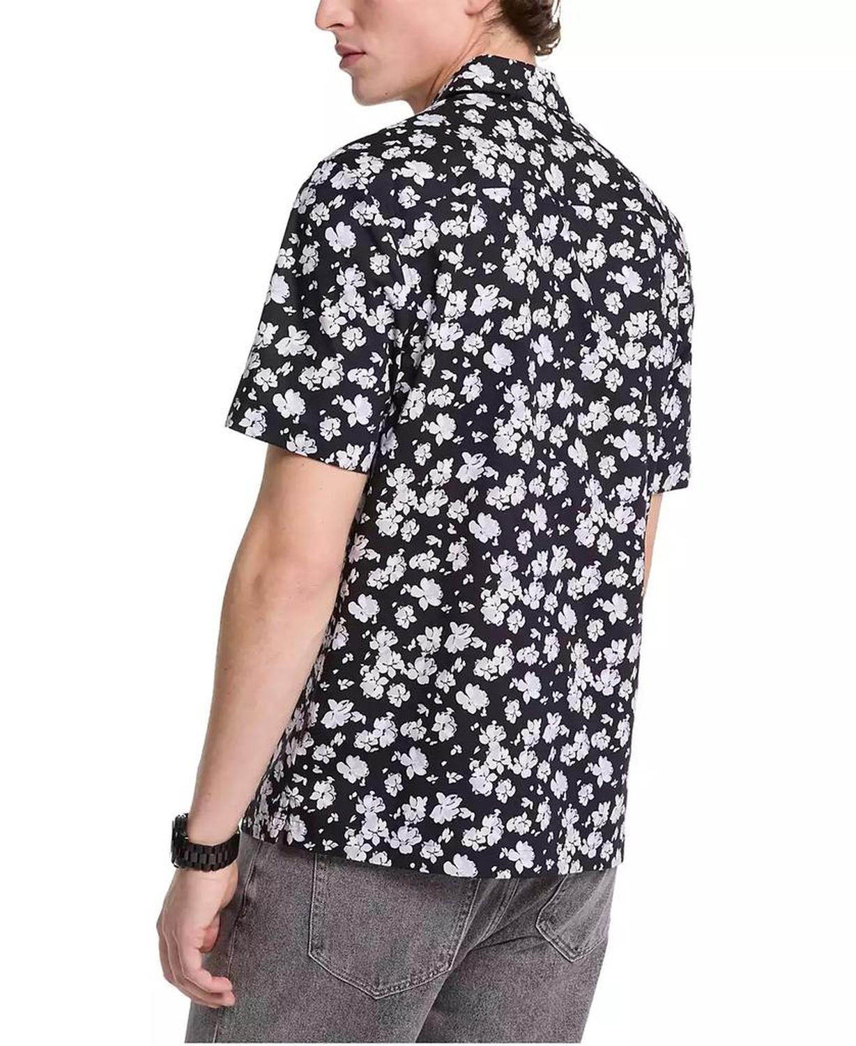 Men's Relaxed Fit Short Sleeve Button-Front Floral Print Camp Shirt