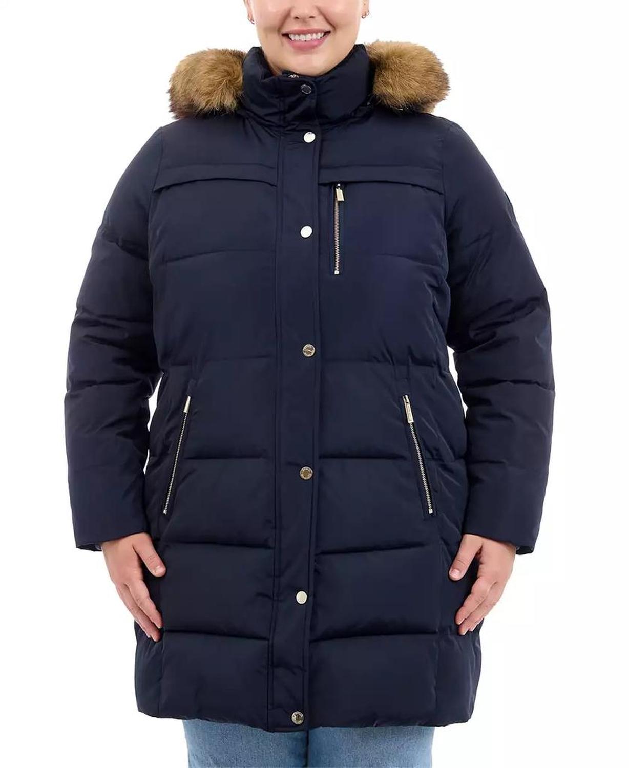 Plus Size Faux-Fur-Trim Hooded Puffer Coat, Created for Macy's