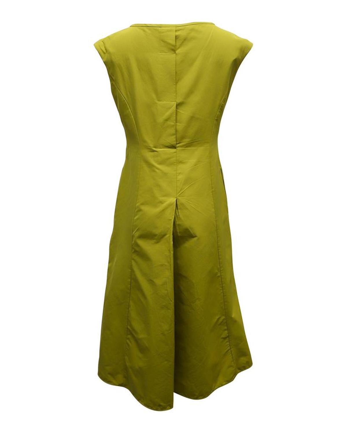 Max Mara Weekend Sleeveless Pleated Midi Dress in Green Taffeta Polyester