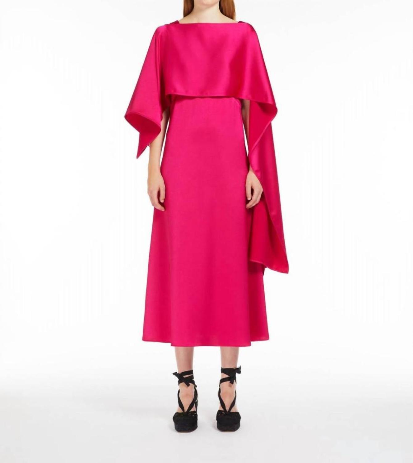 Weekend Gambero Fluid Satin Dress And Stole In Fuchsia