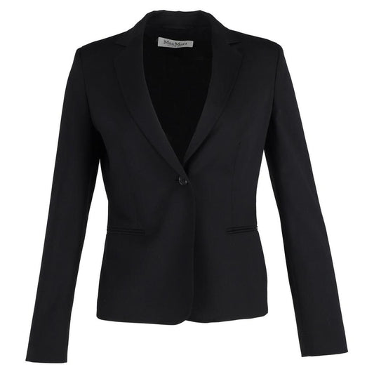 Max Mara Single-Breasted Blazer in Black Wool