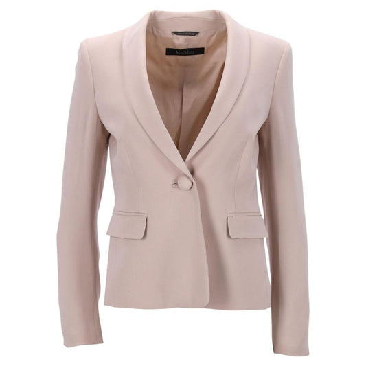 Max Mara Single-Breasted Blazer in Cream Beige Wool