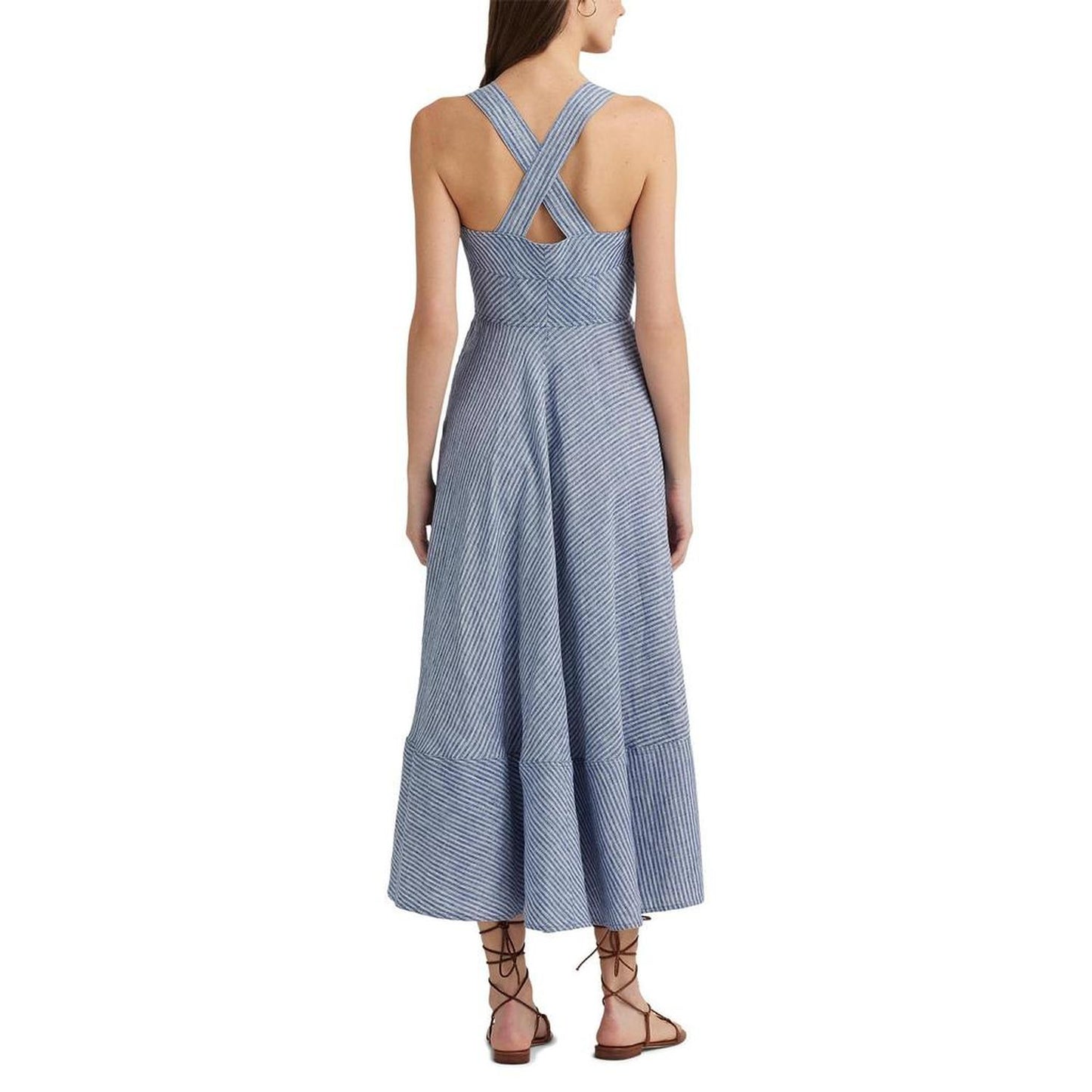 Pinstripe Linen Sleeveless Dress