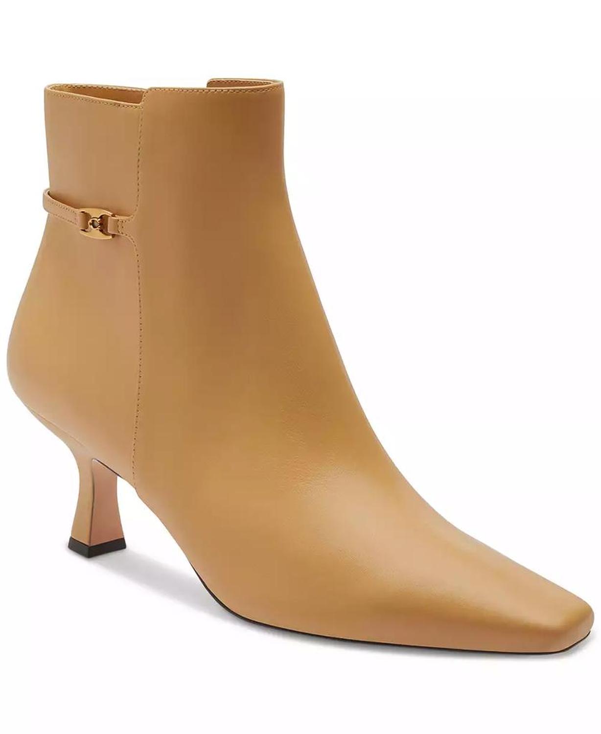 Women"s Rebecca Buckle Kitten-Heel Leather Booties