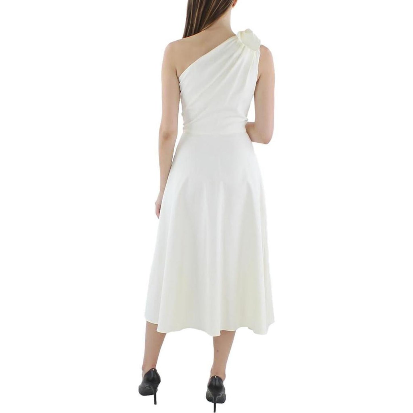 Womens One Shoulder Stretch Midi Dress