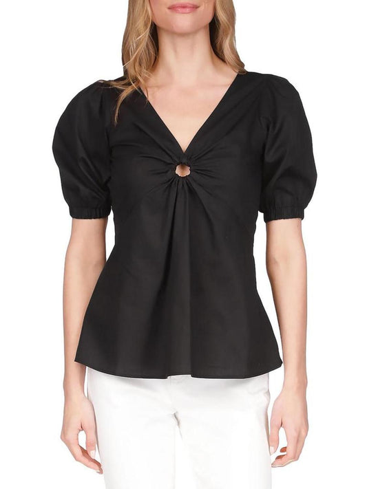 Womens V-Neck Cutout Blouse