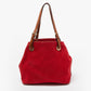 Michael Kors Red/brown Canvas And Leather Large Raven Shoulder Bag