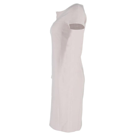 Knee-Length Short Sleeve Bodycon Dress in Light Pink Wool