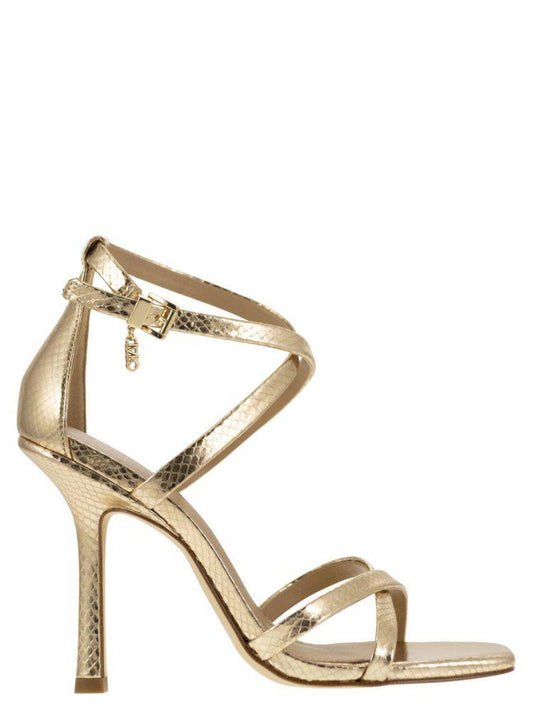 Michael Kors Celia Metallic Snake Print Heeled Sandals