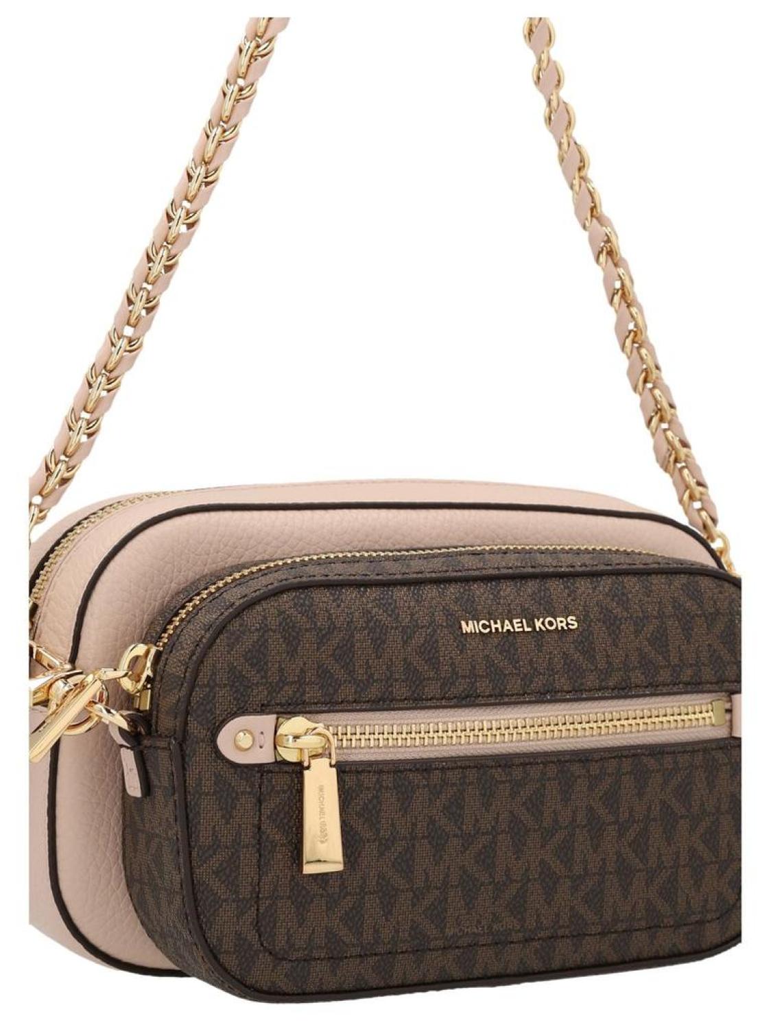 Michael Kors Jet Set Logo Plaque Zip-Up Crossbody Bag