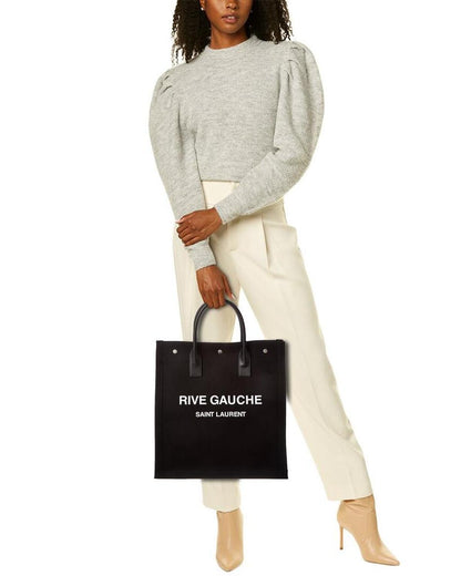 Saint Laurent Rive Gauche N/S Canvas & Leather Tote