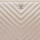 Chanel Pearl  Chevron Caviar Leather Large O-Case Zip Pouch