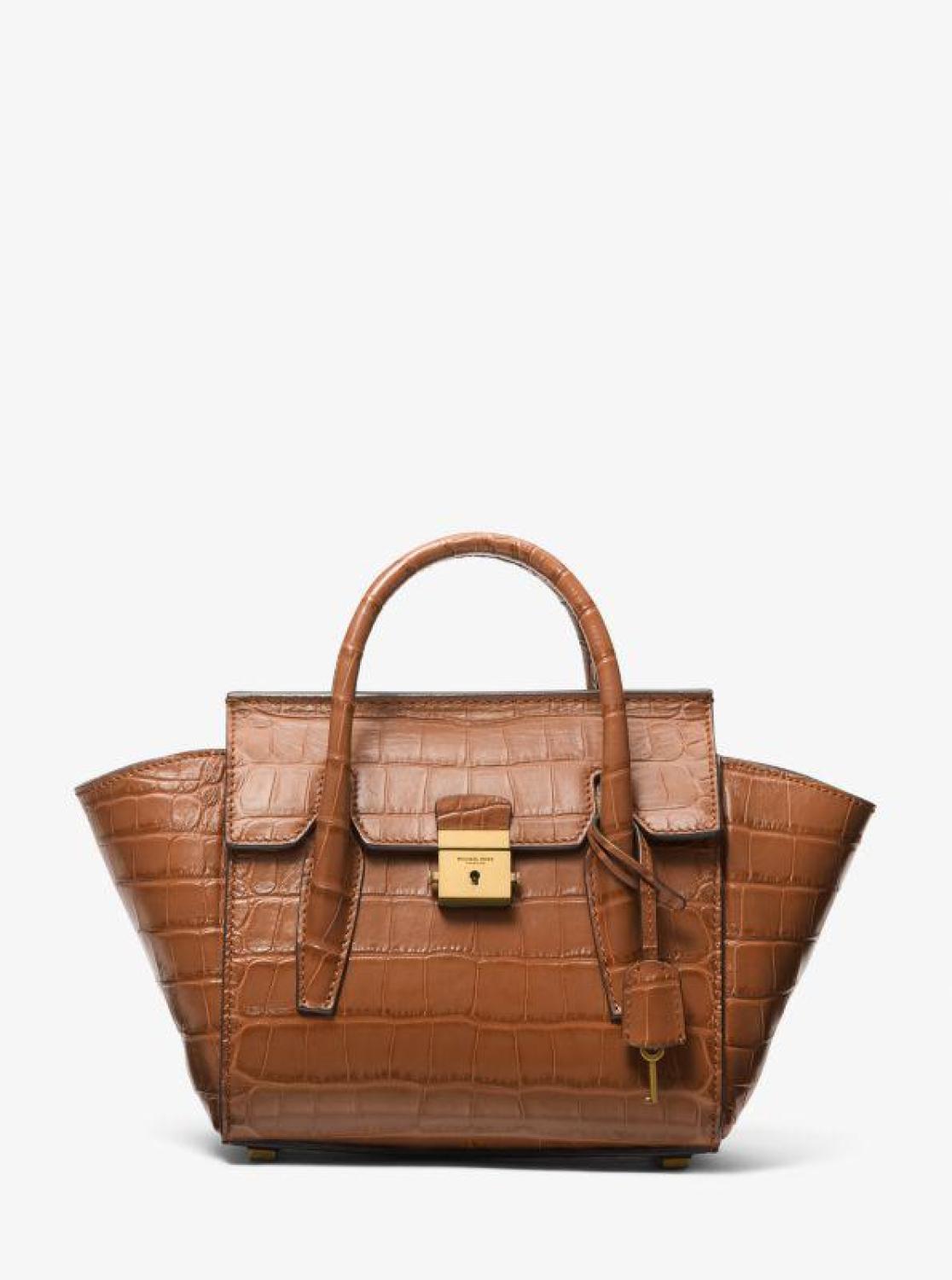 Campbell Mini Crocodile Embossed Leather Satchel