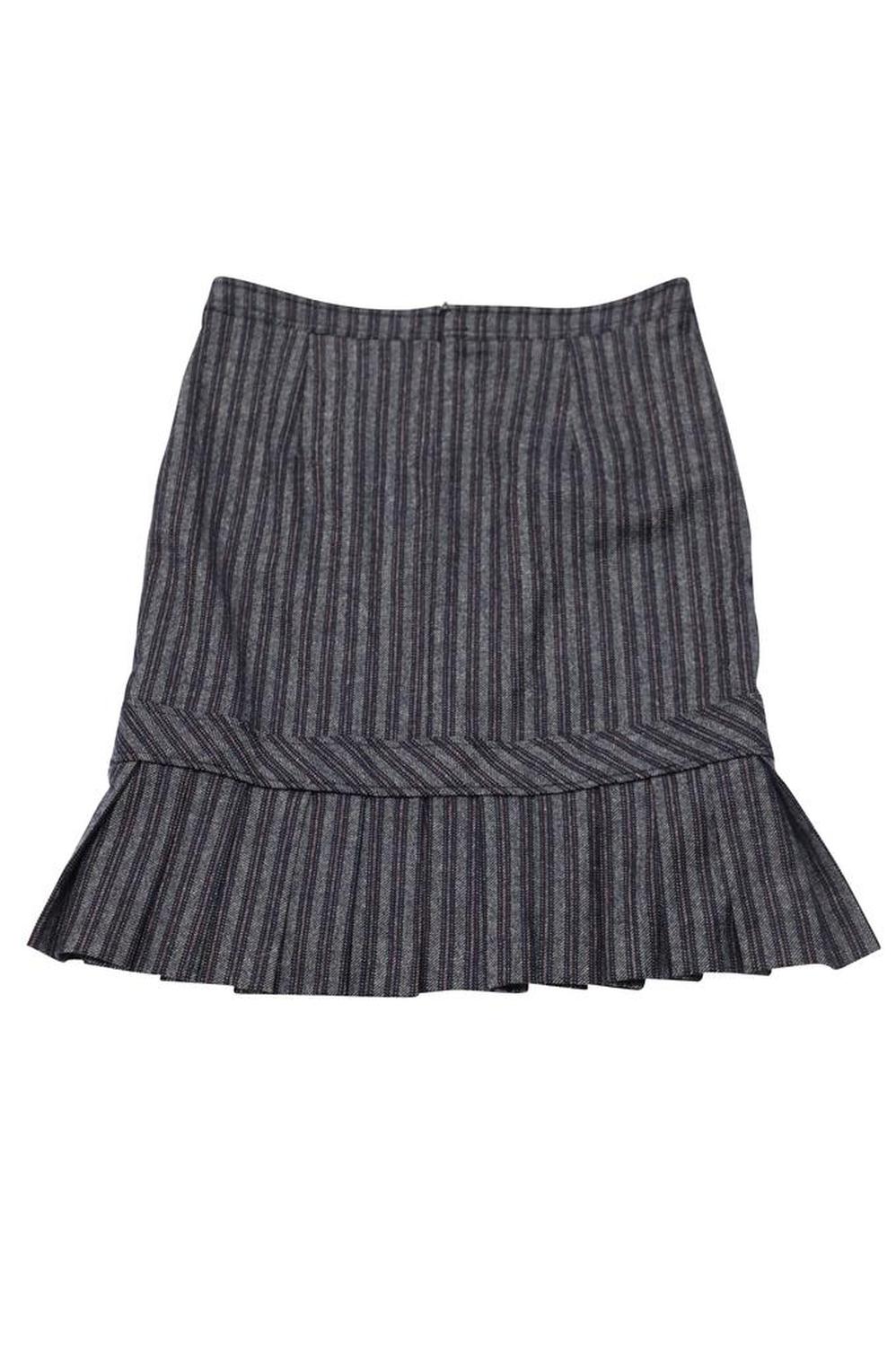 Maxmara Ruffled Hem Skirt in Blue Wool