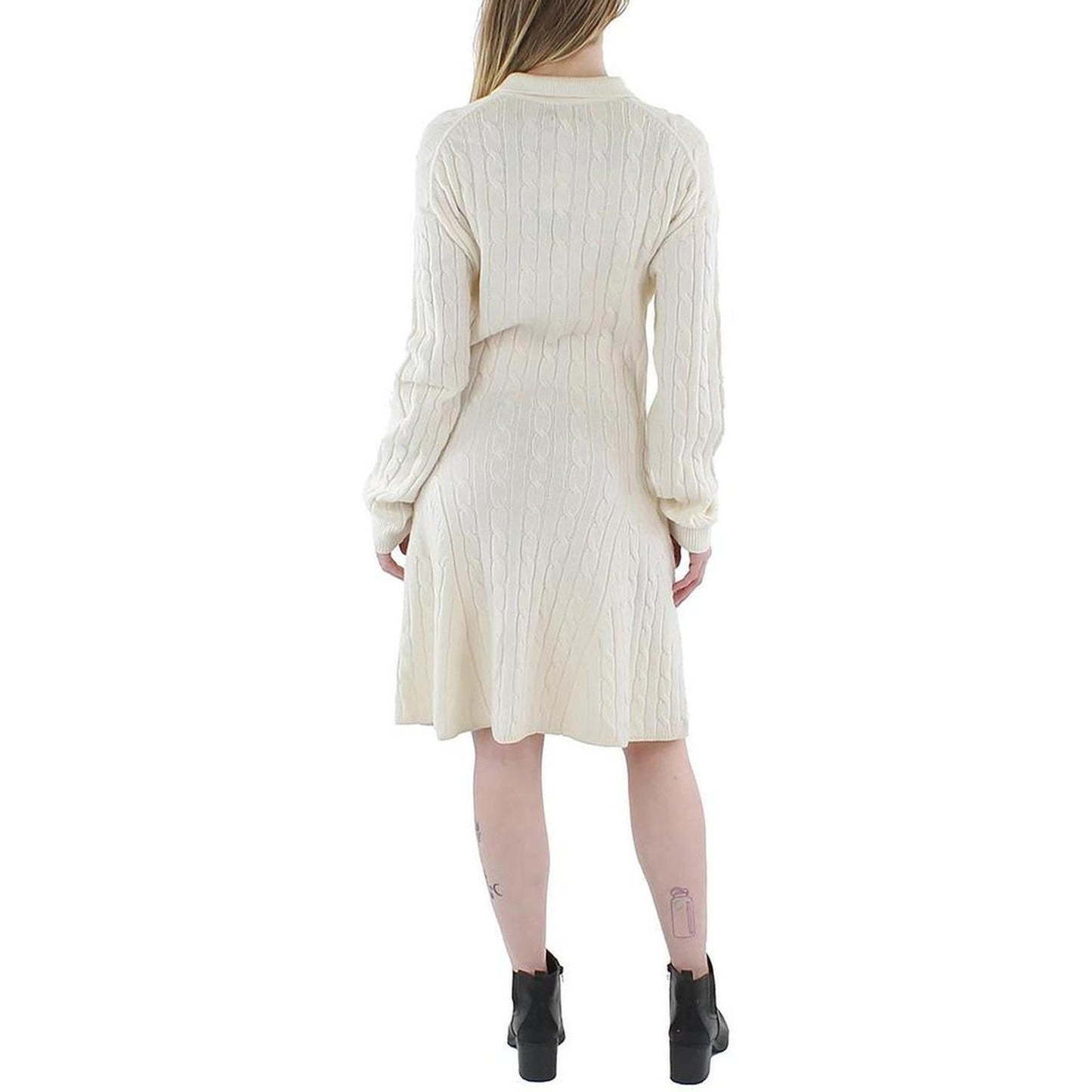 Womens Wool Blend Cable Knit Fit & Flare Dress