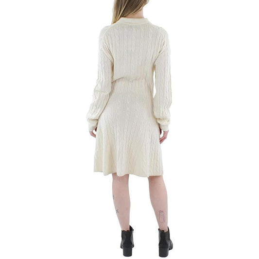 Womens Wool Blend Cable Knit Fit & Flare Dress