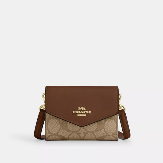 Coach Outlet Mini Envelope Wallet With Strap In Signature Canvas