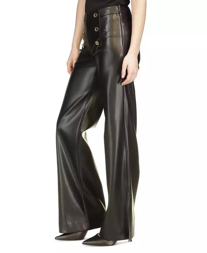 MICHAEL Women's Faux-Leather Sailor Pants