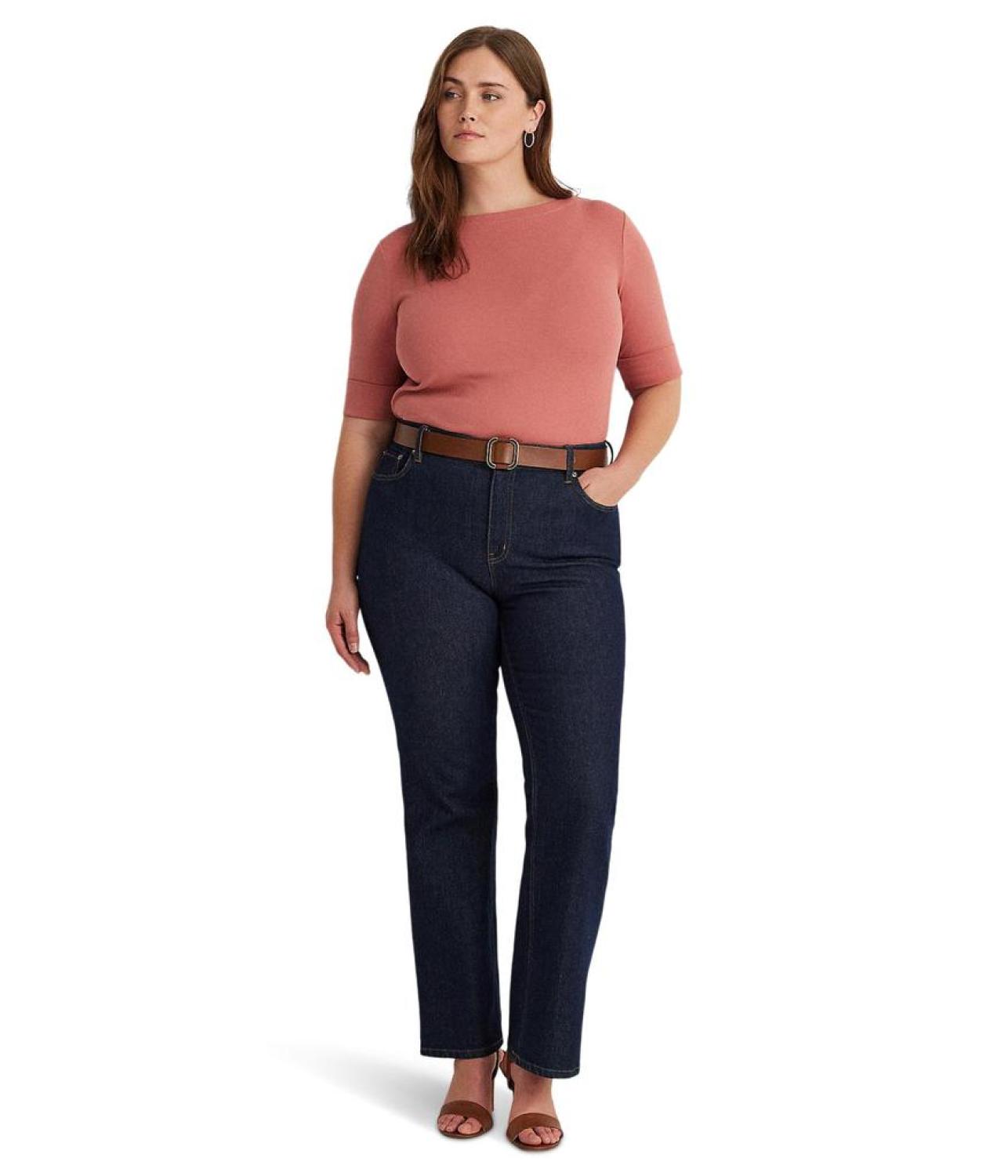 Plus-Size Cotton-Blend Boatneck Top