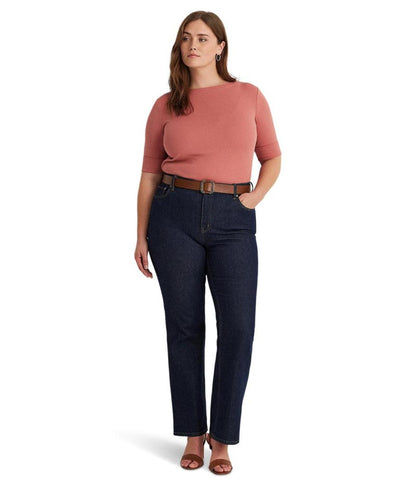 Plus-Size Cotton-Blend Boatneck Top