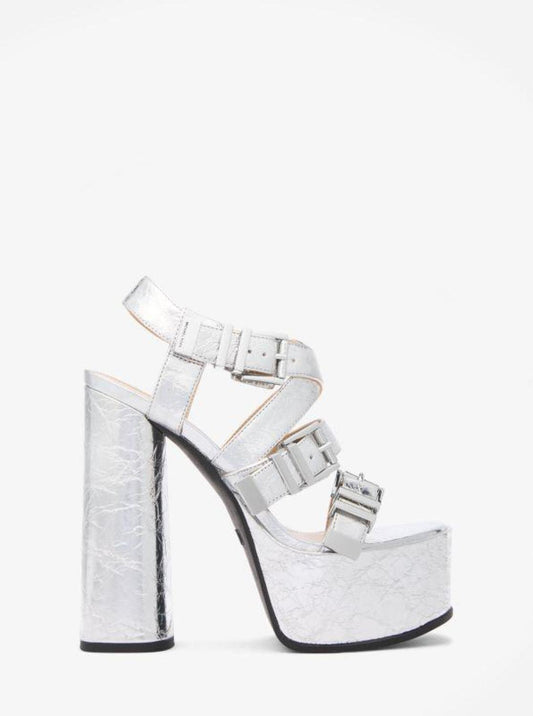 Darrington Crackled Metallic Leather Platform Sandal