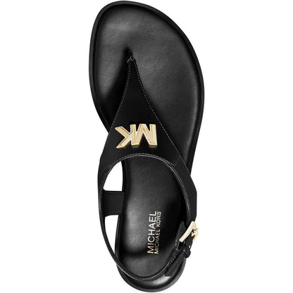 Womens Logo Faux Leather Thong Sandals