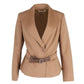 Max Mara Single Breasted Belted Blazer in Brown Camel Hair