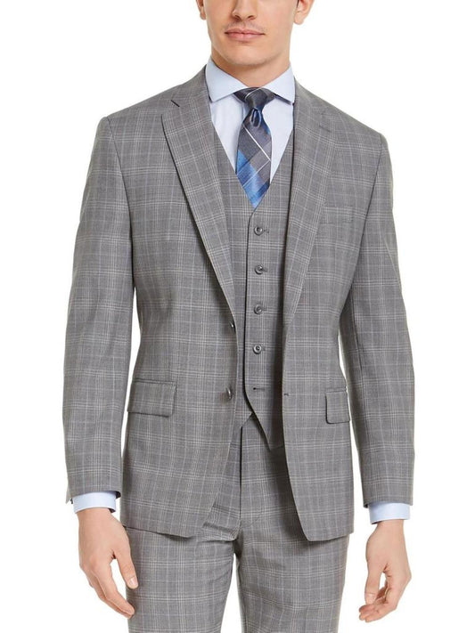 Mens Wool Plaid Two-Button Blazer