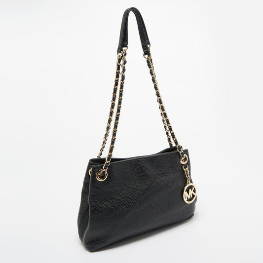 Michael Kors Black Pebbled Leather Chain Shoulder Bag