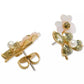 Silver-Tone Cubic Zirconia, Imitation Pearl & Mother-of-Pearl Flower Stud Earrings