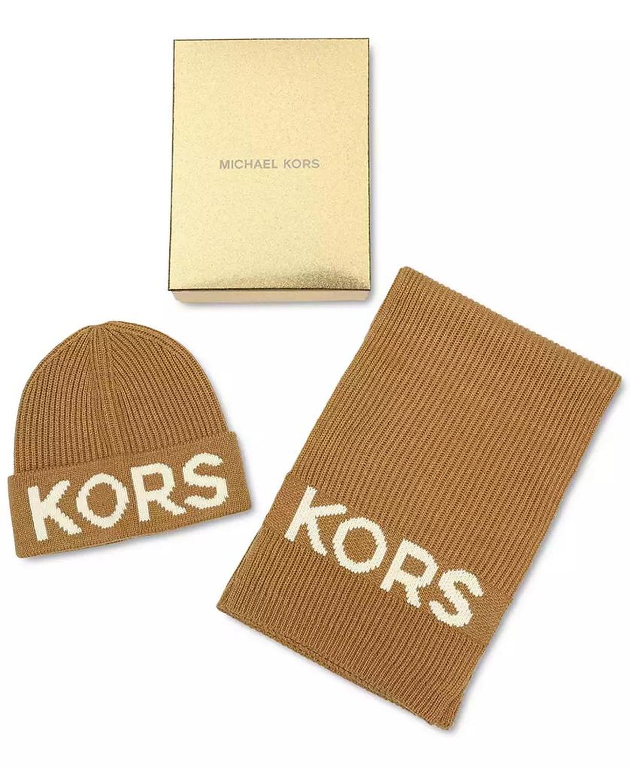 KORS Fisherman's Rib Beanie and Scarf Set