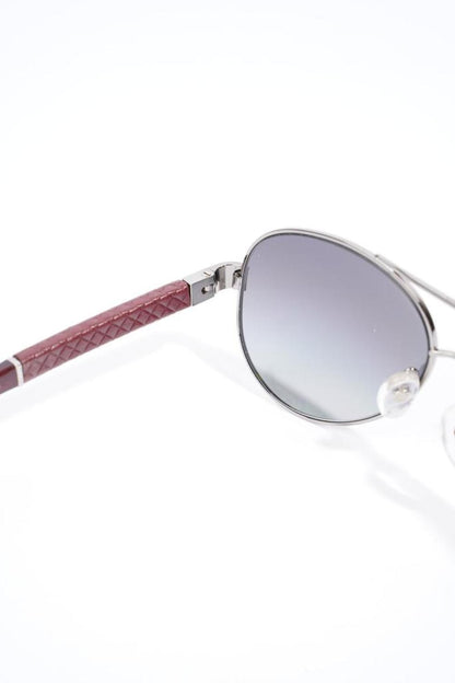 Chanel Polarised Lens Aviator Sunglasses Silver / Maroon Acetate 135