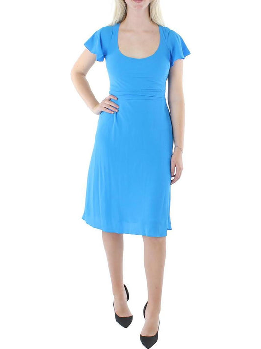 Womens V-Neck Calf Midi Dress