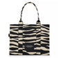 Zebra-Print Canvas Large Tote Bag