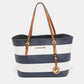 Michael Kors   Leather Stripe Jet Set Travel Tote