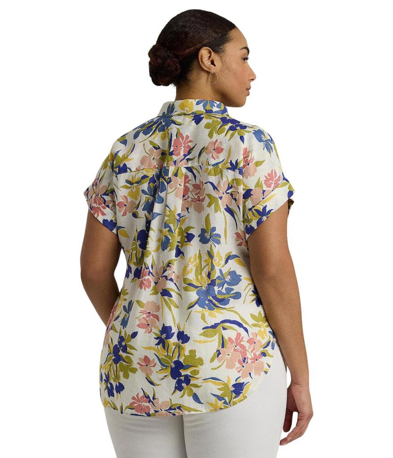 Plus-Size Relaxed Fit Floral Short-Sleeve Shirt