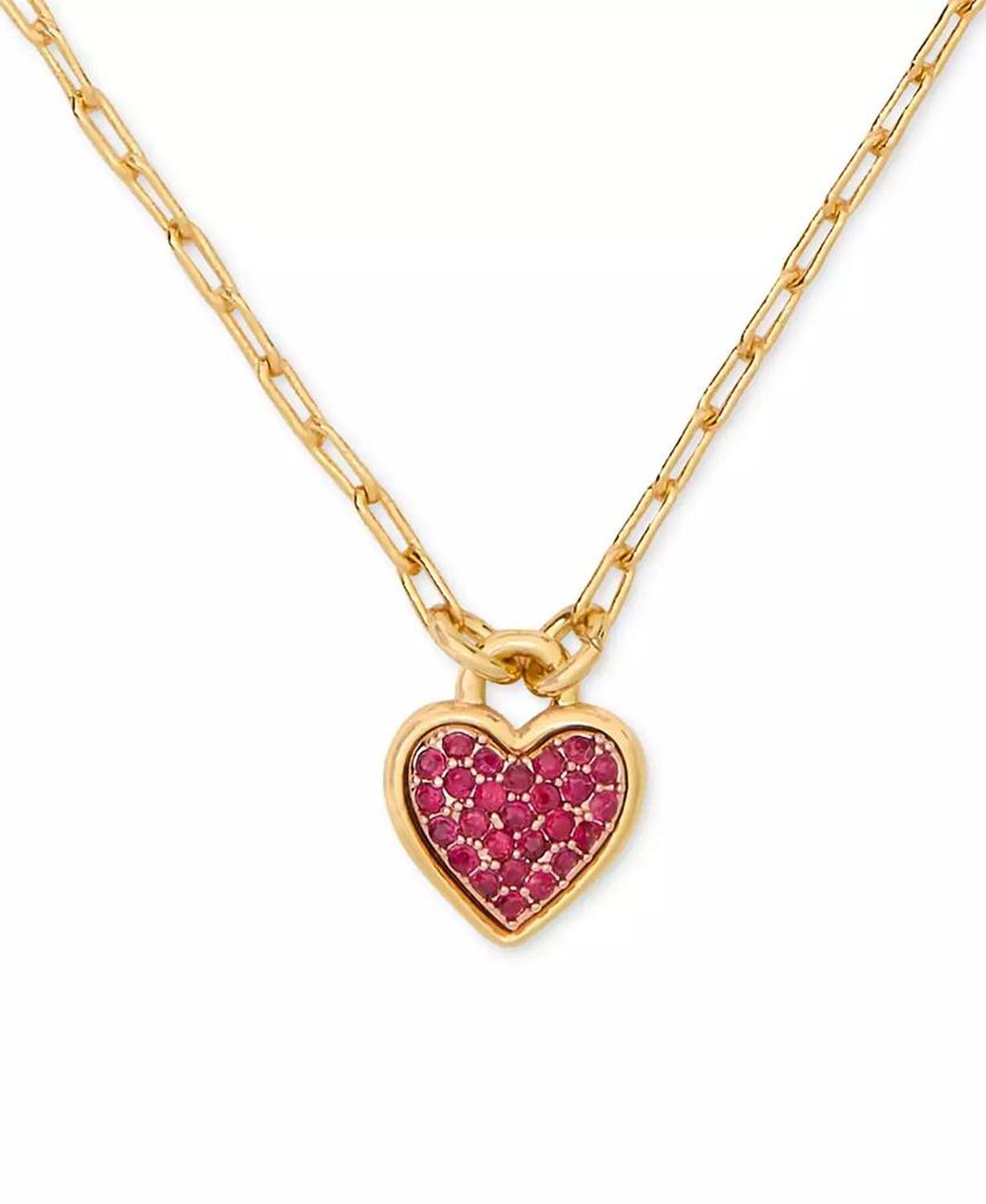 Cubic Zirconia Heart Pavé Pendant Necklace, 16" + 3" extender