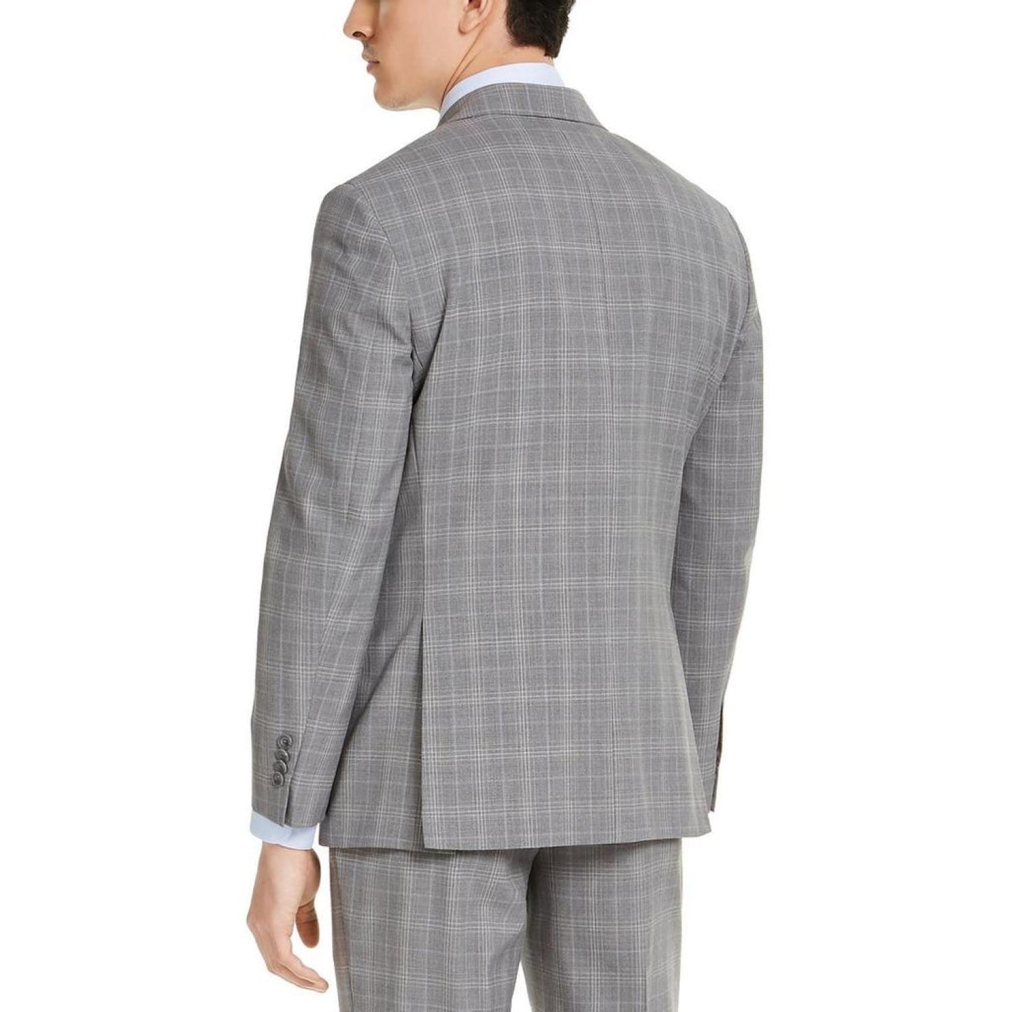 Mens Wool Plaid Two-Button Blazer