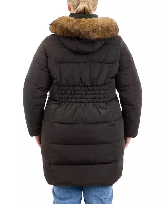 Plus Size Faux-Fur-Trim Hooded Puffer Coat, Created for Macy's