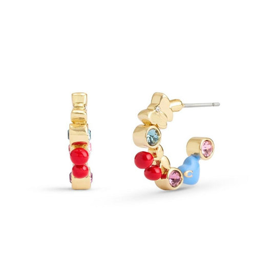 Faux Stone Signature Charm Huggie Earrings