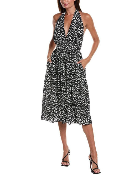 Michael Kors Collection Cheetah Silk Halter Dress