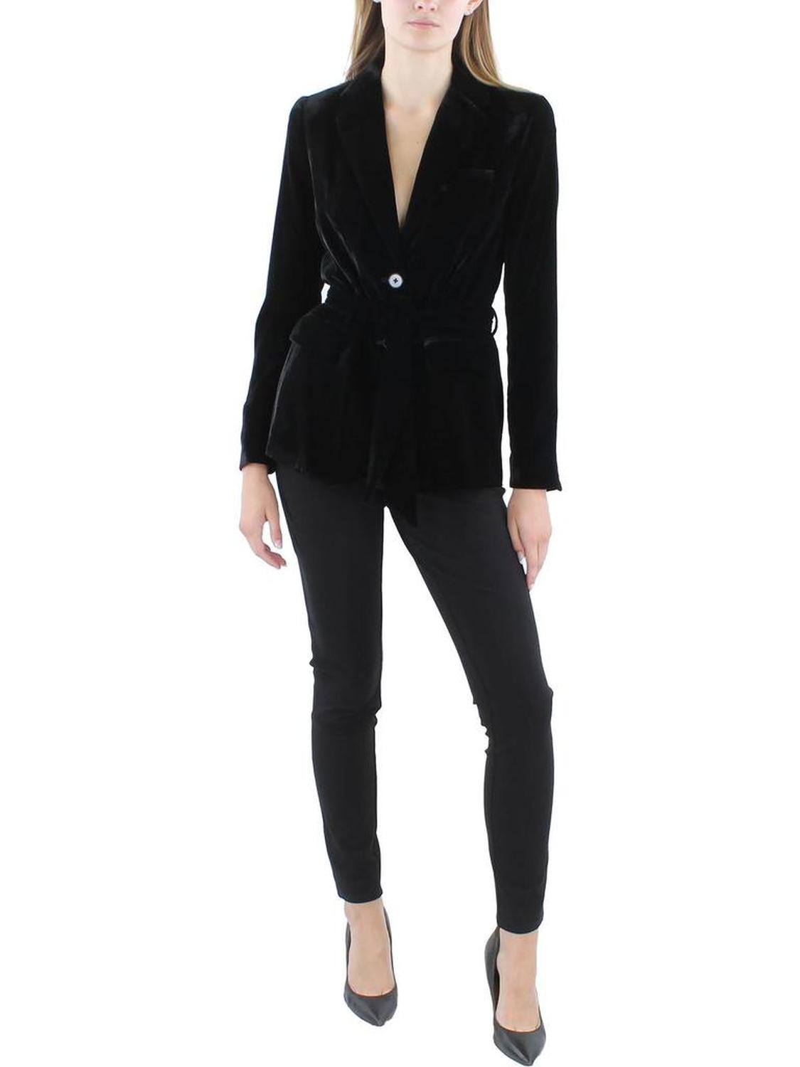 Womens Velvet Collar Two-Button Blazer