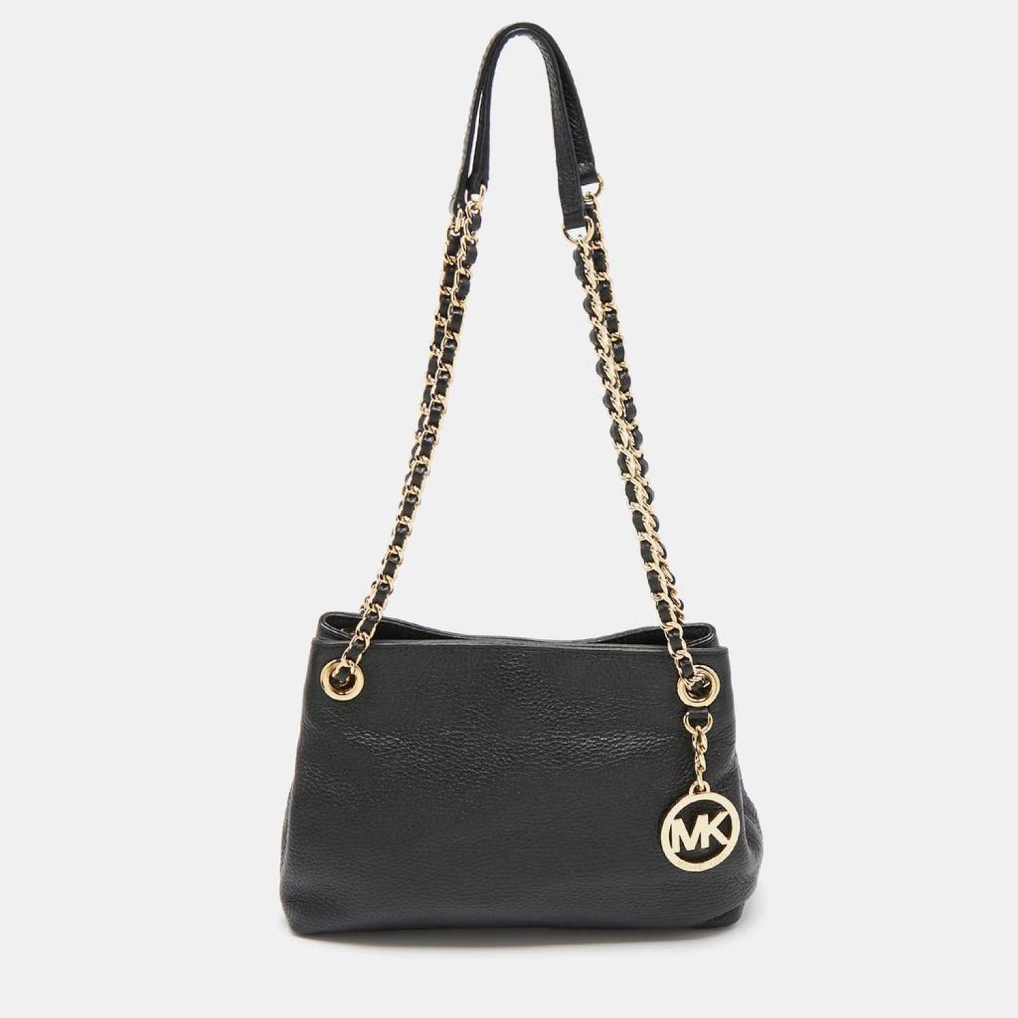 Michael Kors Black Pebbled Leather Chain Shoulder Bag