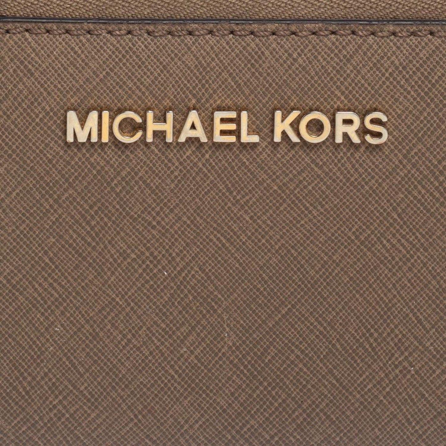 Michael Kors Beige Leather Zip Around Wristlet Wallet