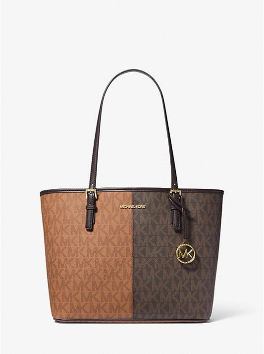 Jet Set Medium Two-Tone Signature Logo Tote Bag