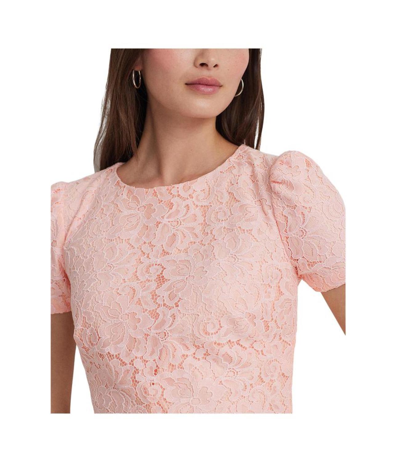 Lace Puff-Sleeve Cocktail Dress